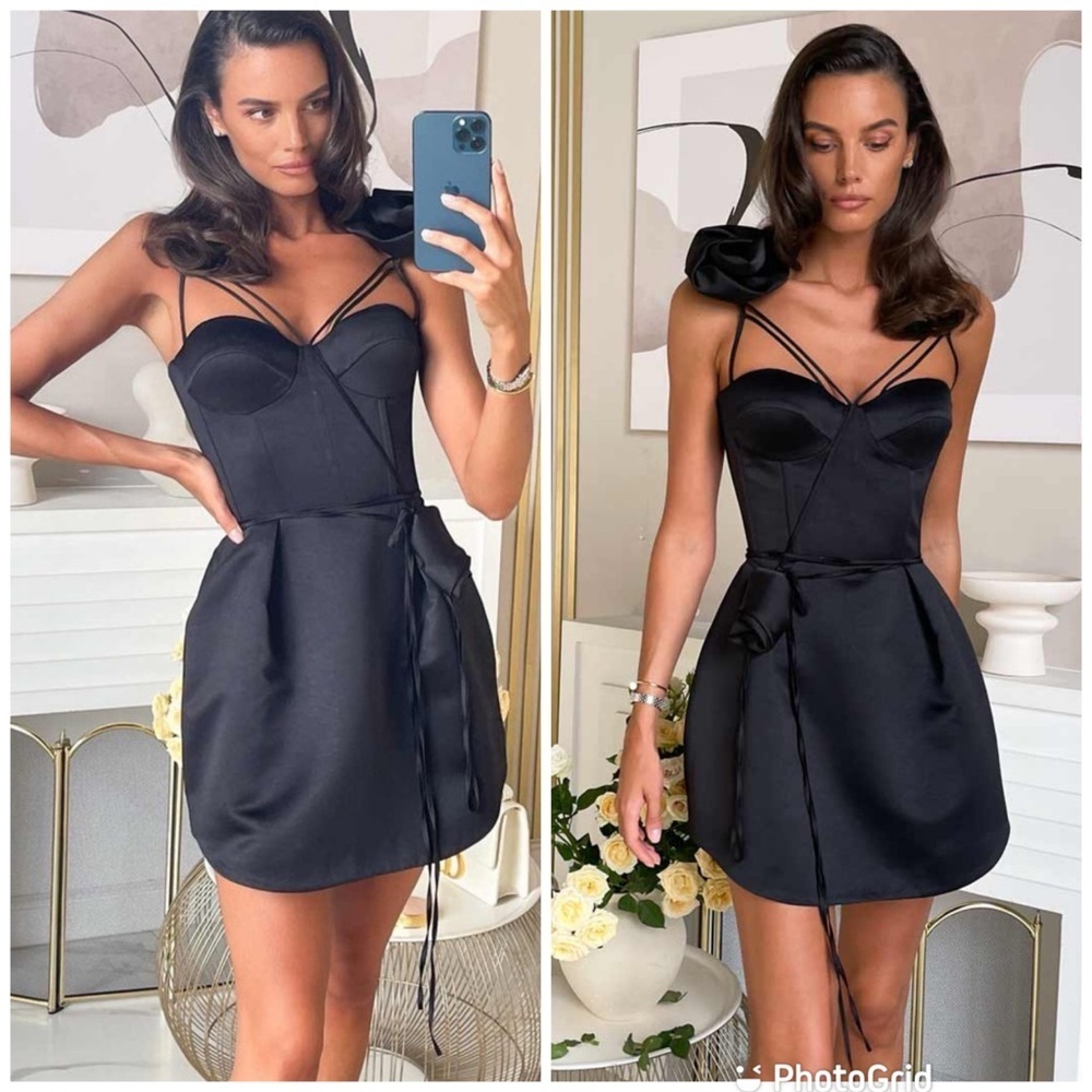 Post Meridiem Rose Detail Corset Bell Mini Dress — image 2 of 8
